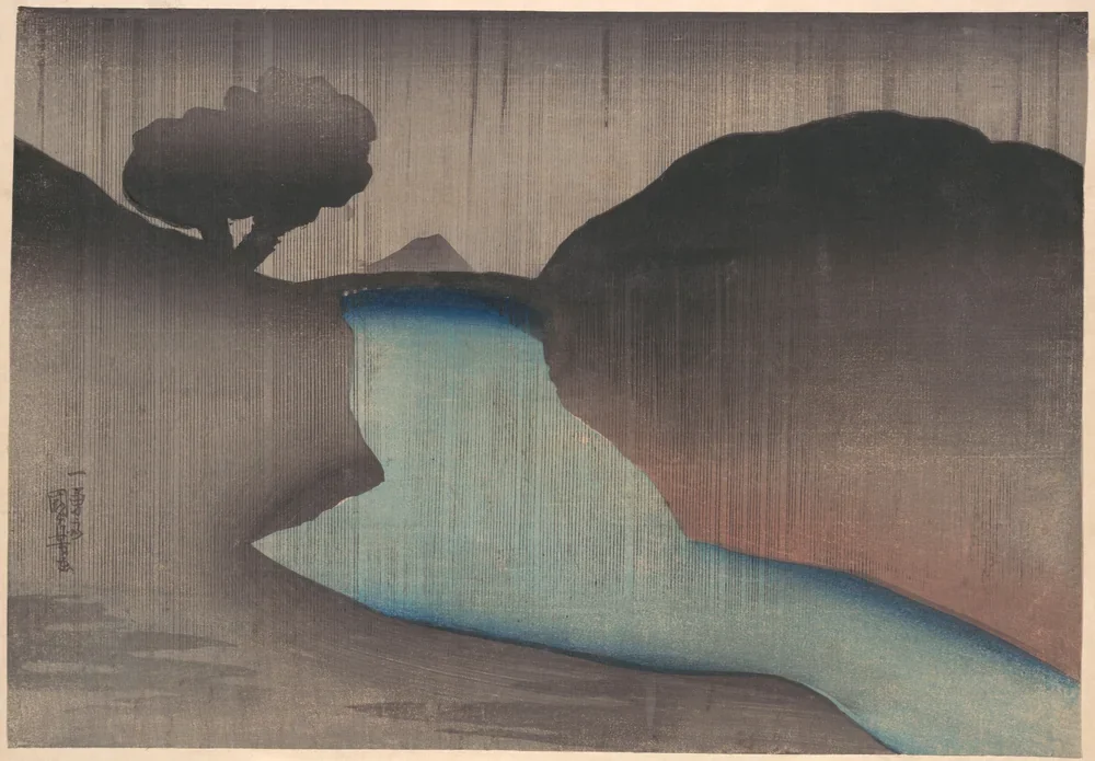 Kuniyoshi Yağmurda Ochanomizu Kanvas Tablo