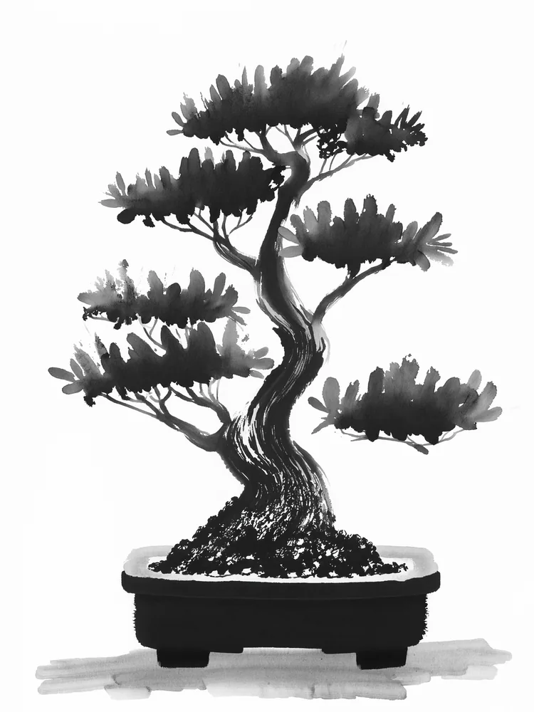 Mürekkep Bonsai Ağacı Kanvas Tablo