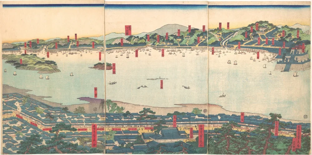 Sadahide Panoramik Japon Manzarası Kanvas Tablo