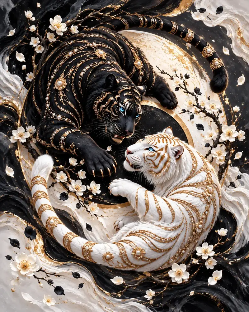 Yin Yang Kaplanlar III Kanvas Tablo