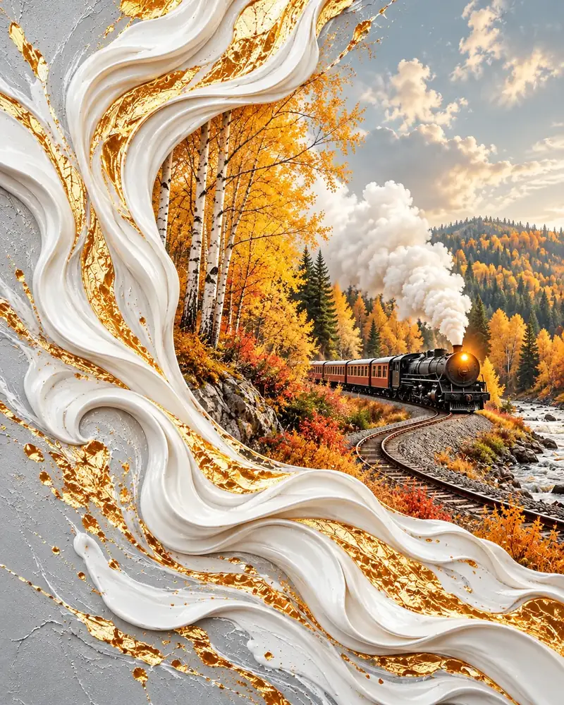 Sonbahar Treni III Kanvas Tablo