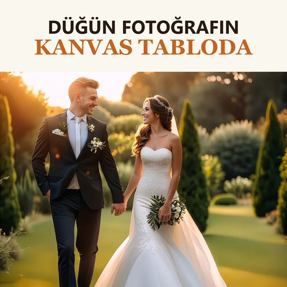 Kişiye Özel Düğün Fotoğrafı Kanvas Tablo
