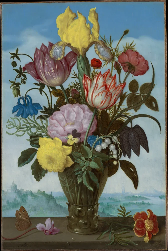 Ambrosius Bosschaert Kadehte Çiçek Buketi Kanvas Tablo