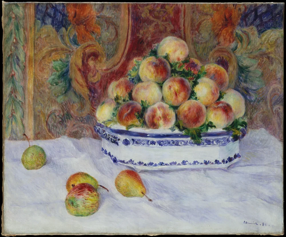 Auguste Renoir Şeftalili Natürmort Kanvas Tablo