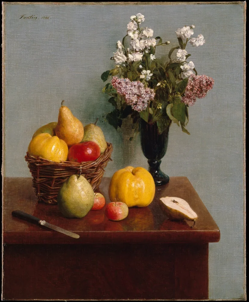 Fantin-Latour Çiçek ve Meyveli Natürmort Kanvas Tablo