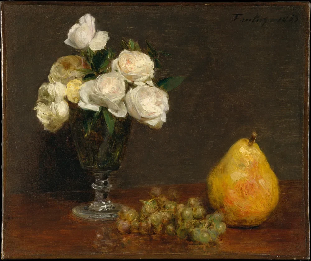 Fantin-Latour Gül ve Meyveli Natürmort Kanvas Tablo