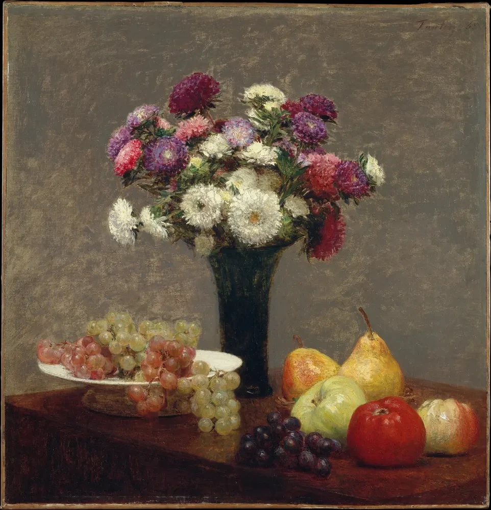 Henri Fantin-Latour Masada Yıldız Çiçekleri ve Meyveler Kanvas Tablo