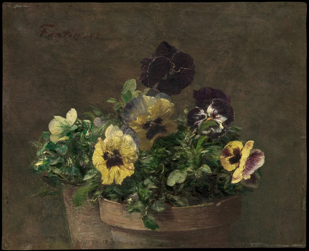 Henri Fantin-Latour Saksıda Hercai Menekşeler Kanvas Tablo