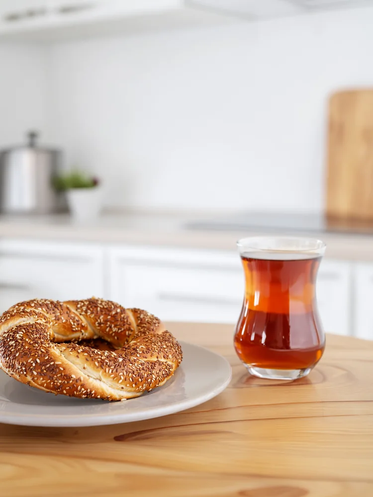 Modern Simit ve Çay VI Kanvas Tablo