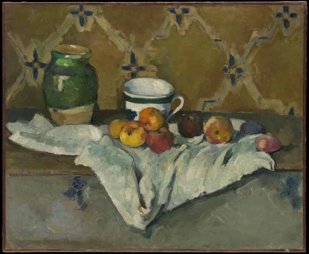 Paul Cézanne Kavanoz, Fincan ve Elmalar Kanvas Tablo