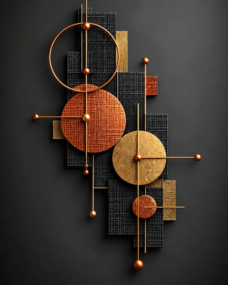 Bakır Halkalı Geometri IV Kanvas Tablo