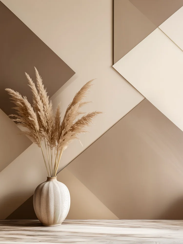 Geometrik Panel ve Vazo Kanvas Tablo
