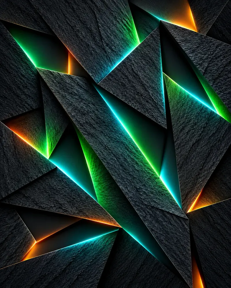 Neon Işıklı Geometri III Kanvas Tablo