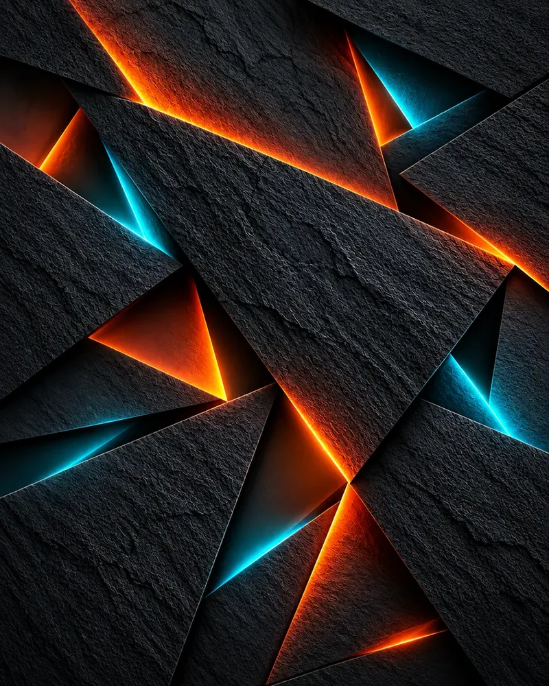 Neon Işıklı Geometri Kanvas Tablo