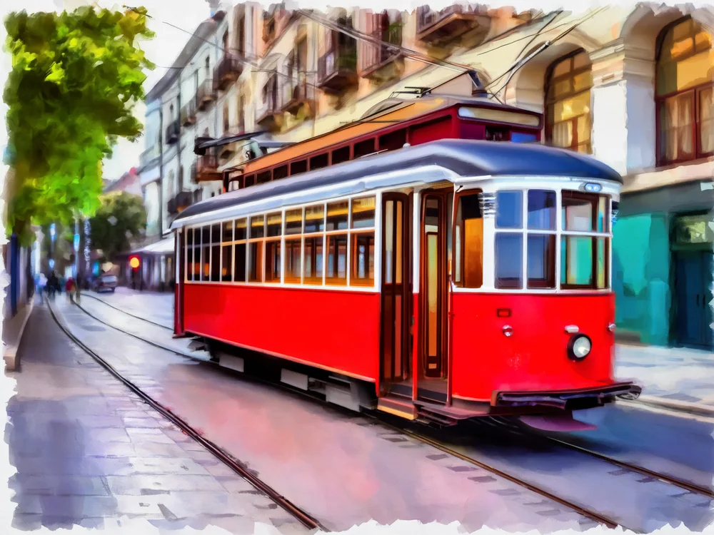 Beyoğlu Tramvayı VI Kanvas Tablo