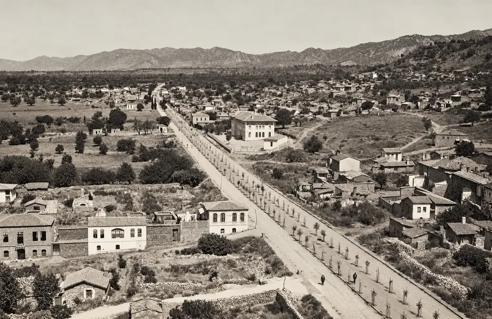 Eski Aydın Fotoğrafı Ağaçlı Cadde Kanvas Tablo