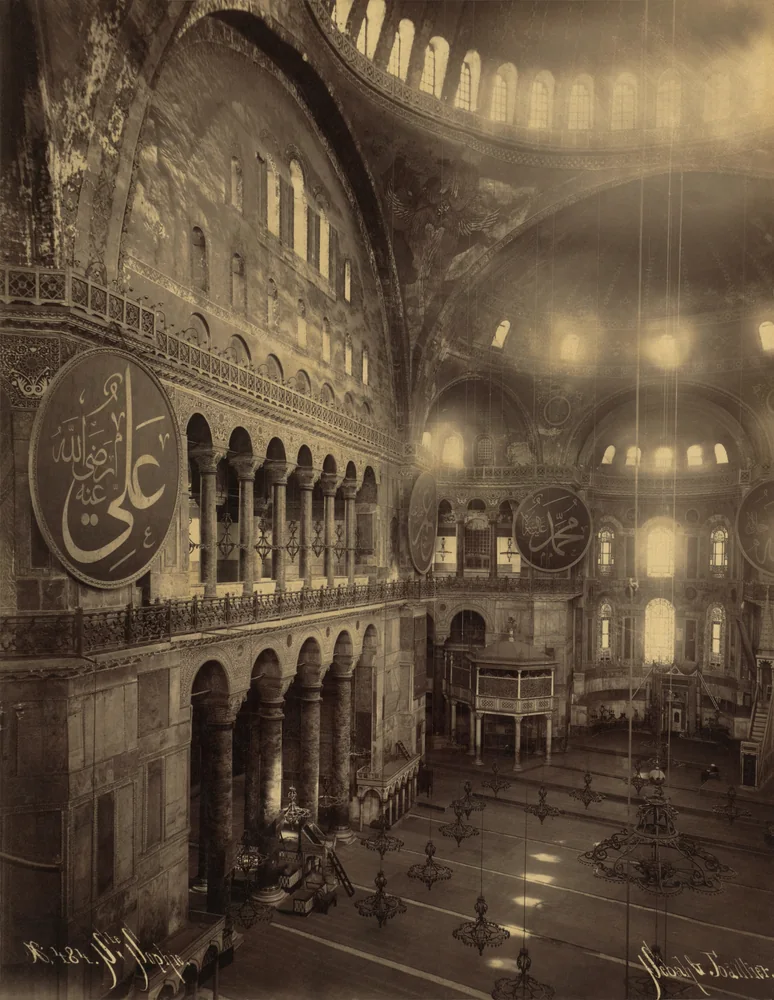 Eski İstanbul Ayasofya İçi Sébah ve Joaillier Kanvas Tablo