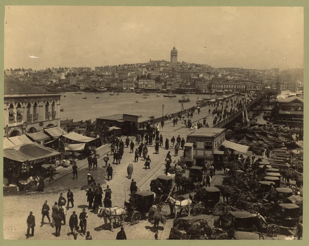 Eski İstanbul Galata Köprüsü Siyah Beyaz Kanvas Tablo