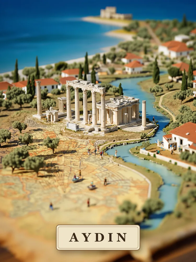 Haritadan Yükselen Aydın Minyatürü Kanvas Tablo
