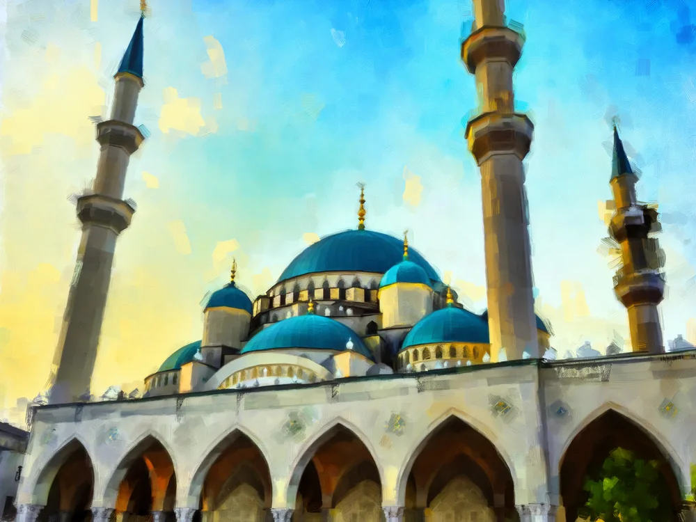 Mavi Kubbeli Cami Kanvas Tablo