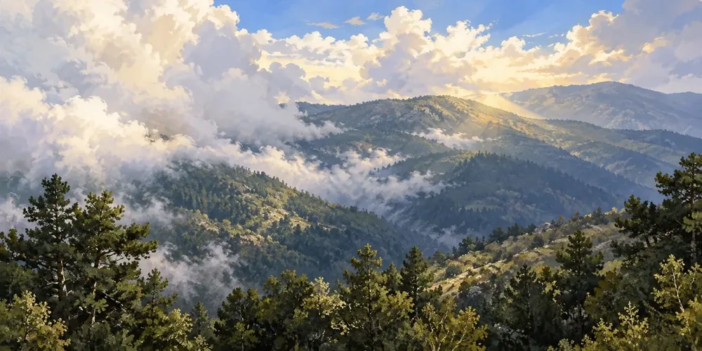 Sisli Dağlarda Gün Doğumu Kanvas Tablo