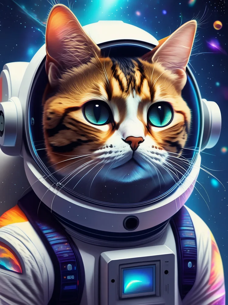 Astronot Kedi Kanvas Tablo