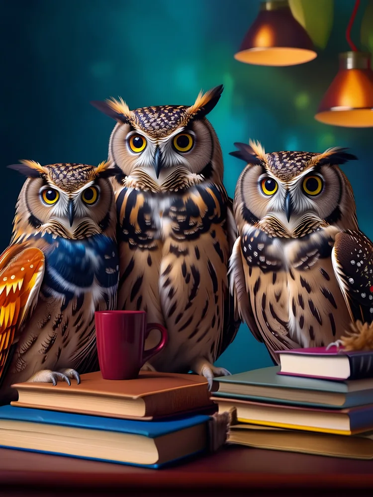 Kitap Kulübü Baykuşlar Kanvas Tablo