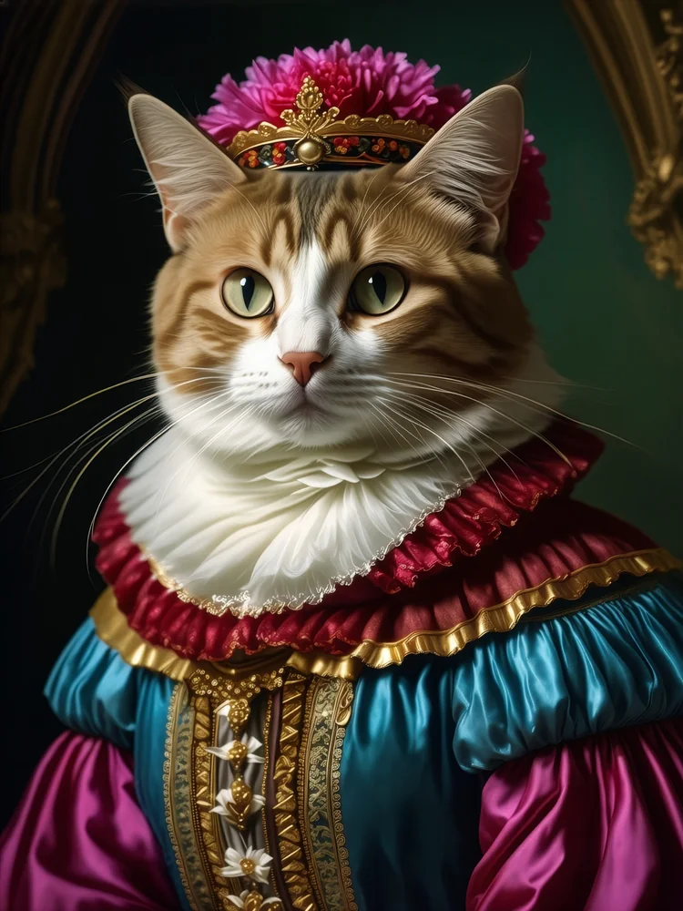 Kraliyet Portresi Kedi Kanvas Tablo