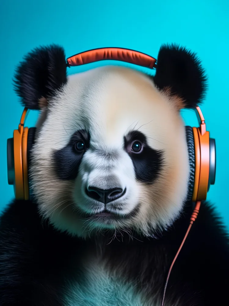 Kulaklıklı Panda Kanvas Tablo