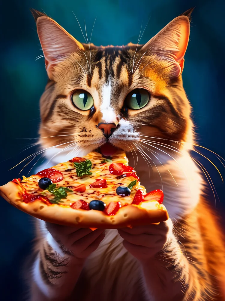 Pizza Seven Kedi Kanvas Tablo