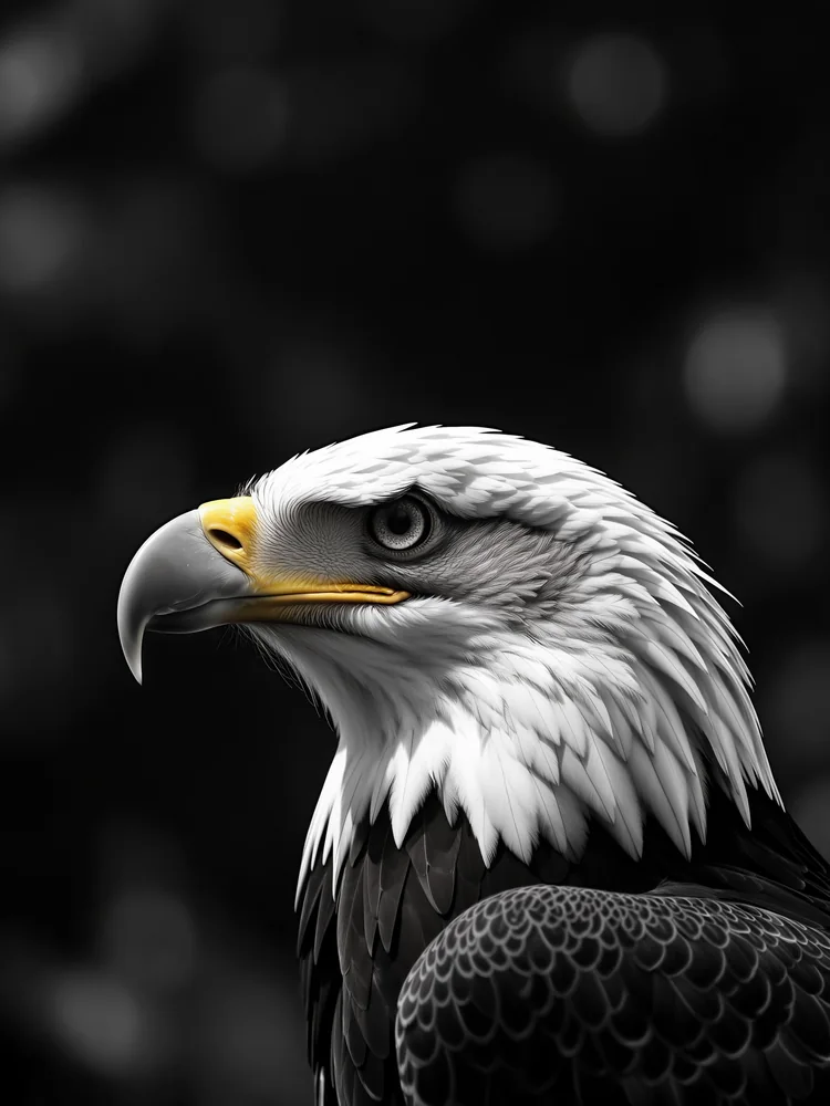 Minimal Siyah Beyaz Kartal Kanvas Tablo