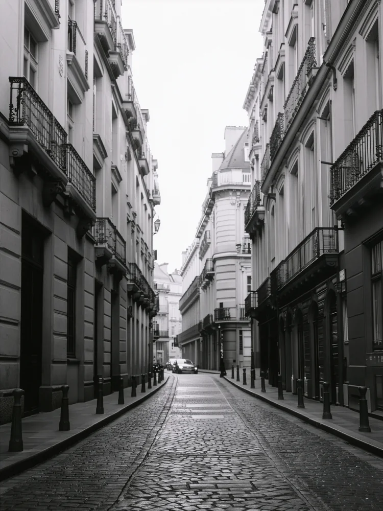 Siyah Beyaz Film Paris Sokakları Kanvas Tablo