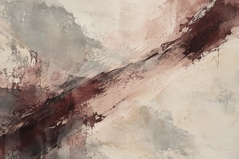 Pembe Mor Fırça Darbesi Minimal Soyut Kanvas Tablo