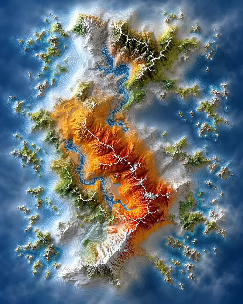 Renkli Topografya Kanvas Tablo