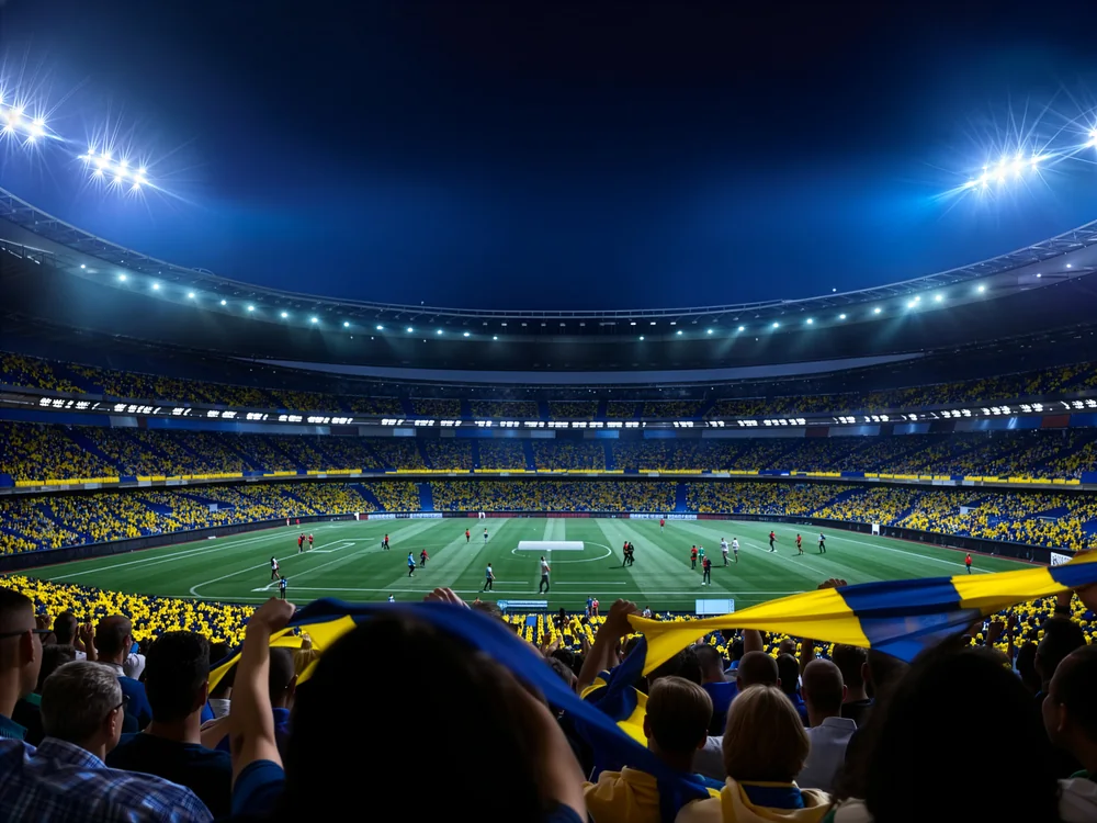 Sarı Lacivert Stadyum Gecesi Kanvas Tablo