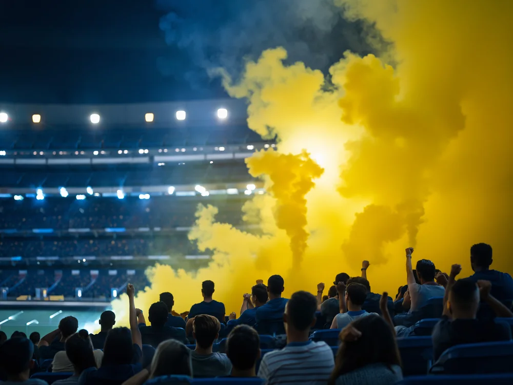 Sarı Lacivert Tribün Ateşi Kanvas Tablo