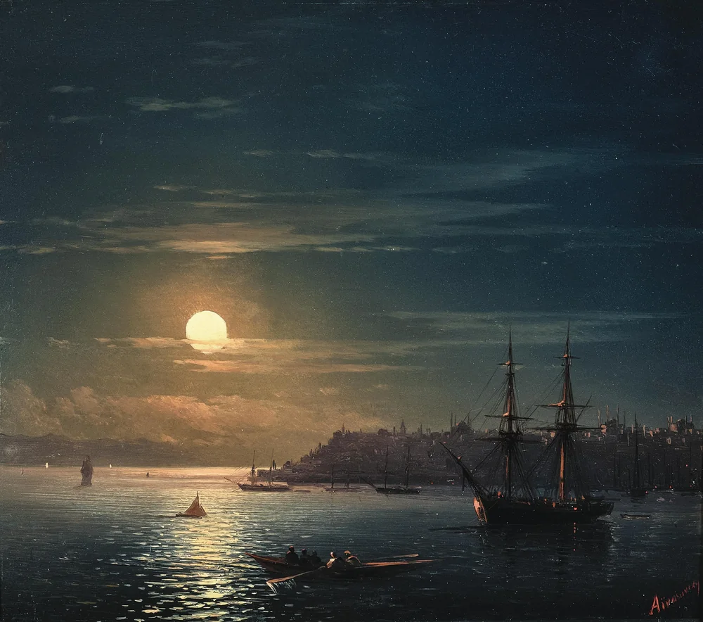 Ayvazovski Ay Işığında İstanbul Kanvas Tablo