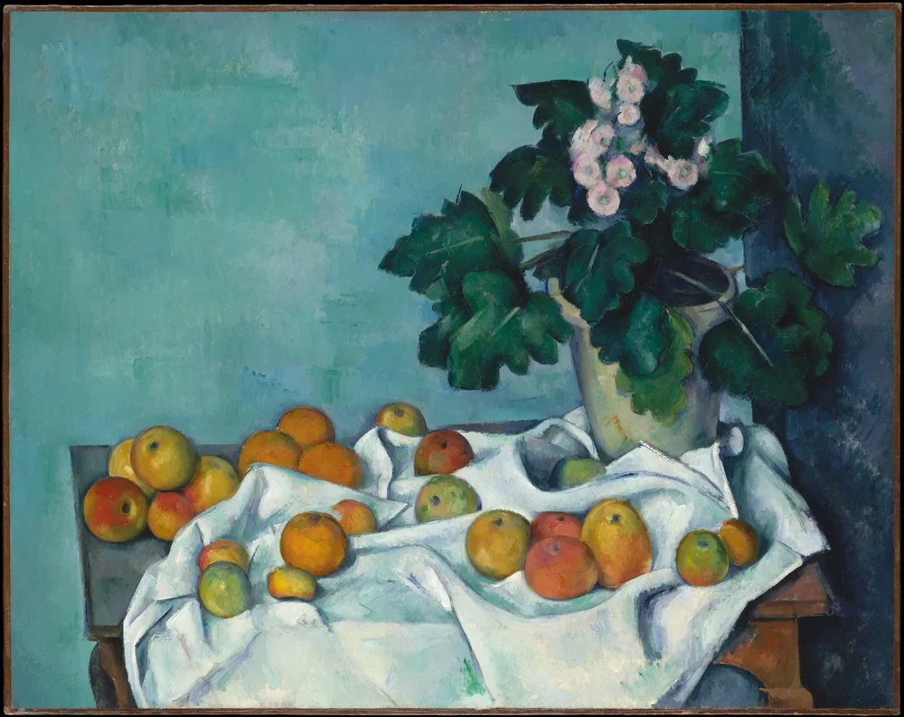 Cézanne Elmalar ve Çuha Çiçeği Natürmort Kanvas Tablo