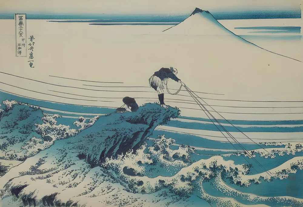 Hokusai Kai Eyaletinde Kajikazawa Kanvas Tablo