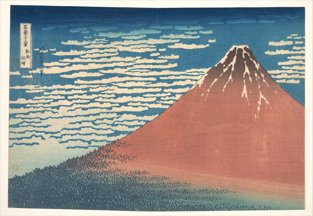 Hokusai Kızıl Fuji Kanvas Tablo