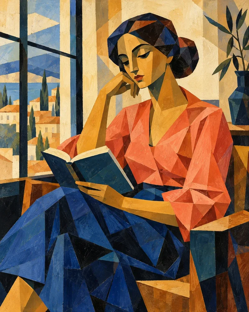 Kitap Okuyan Kadın Kanvas Tablo