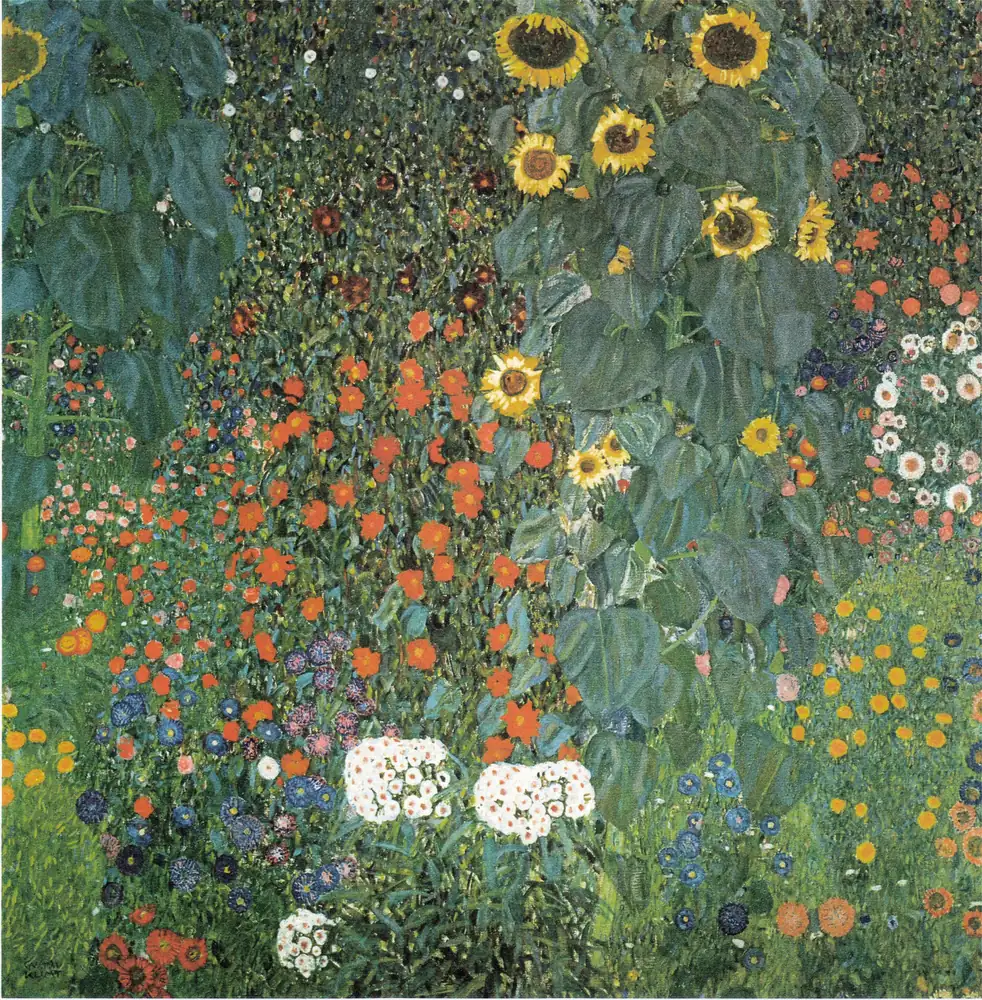 Klimt Ayçiçekli Köy Bahçesi Kanvas Tablo