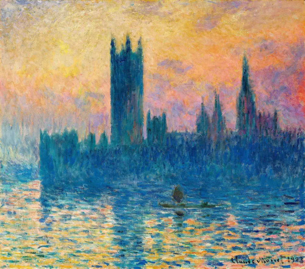 Monet Gün Batımında Parlamento Binası Kanvas Tablo