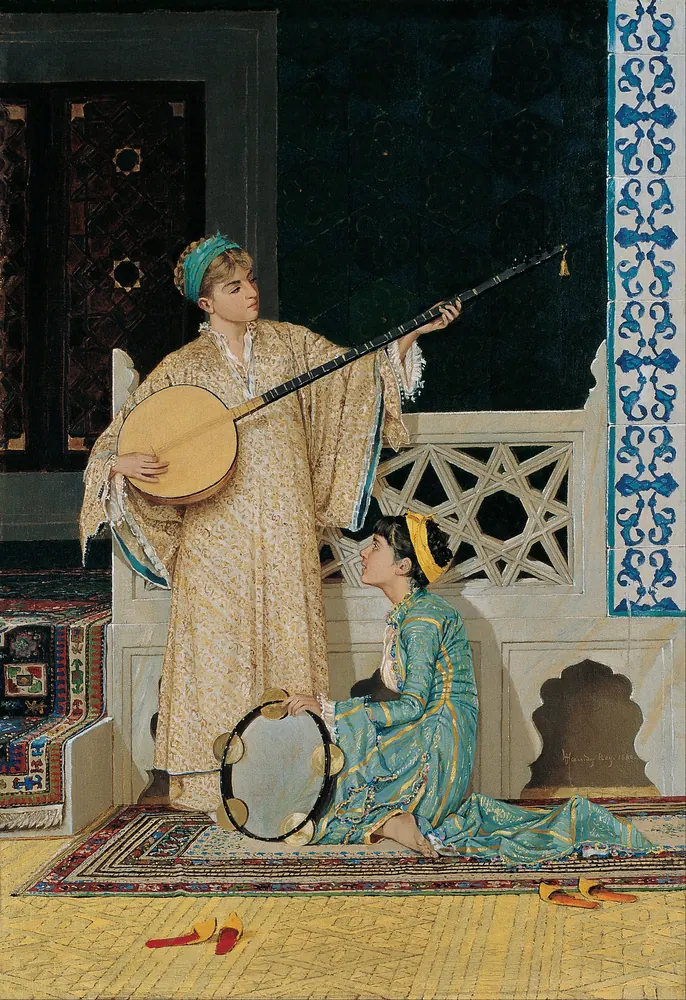 Osman Hamdi Bey İki Müzisyen Kız Kanvas Tablo