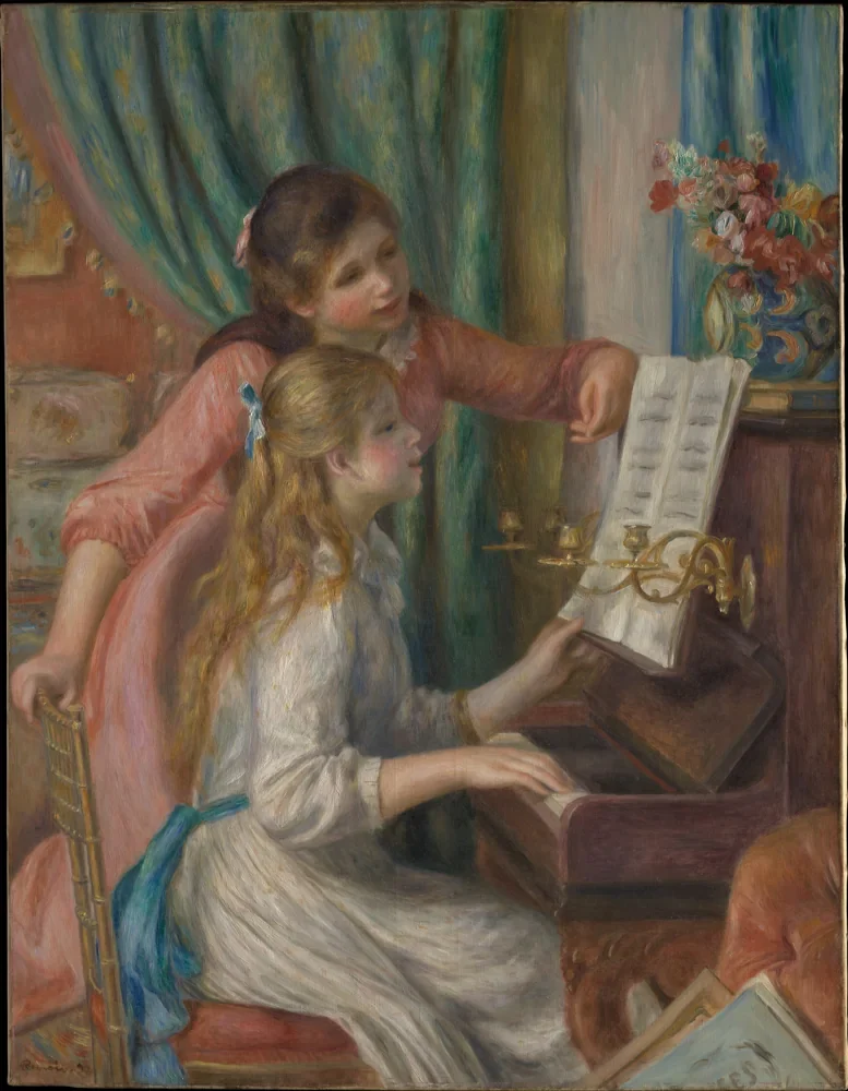 Renoir Piyano Başında İki Kız Kanvas Tablo