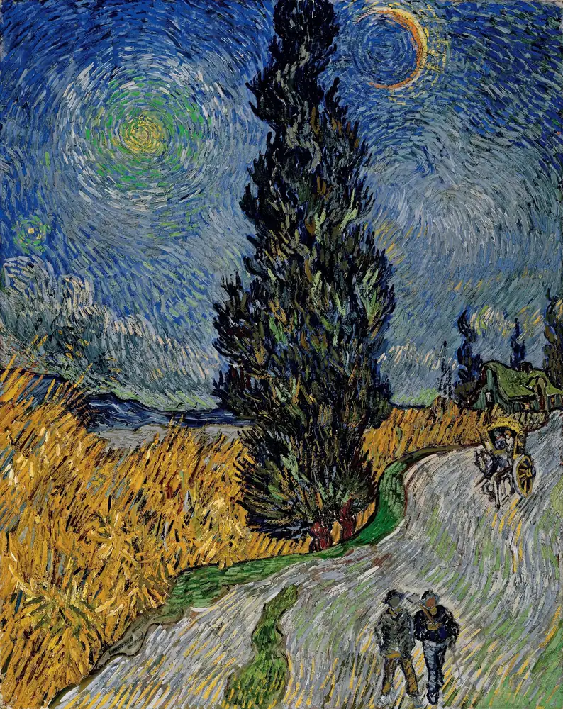 Van Gogh Servi ve Yıldızlı Yol Kanvas Tablo