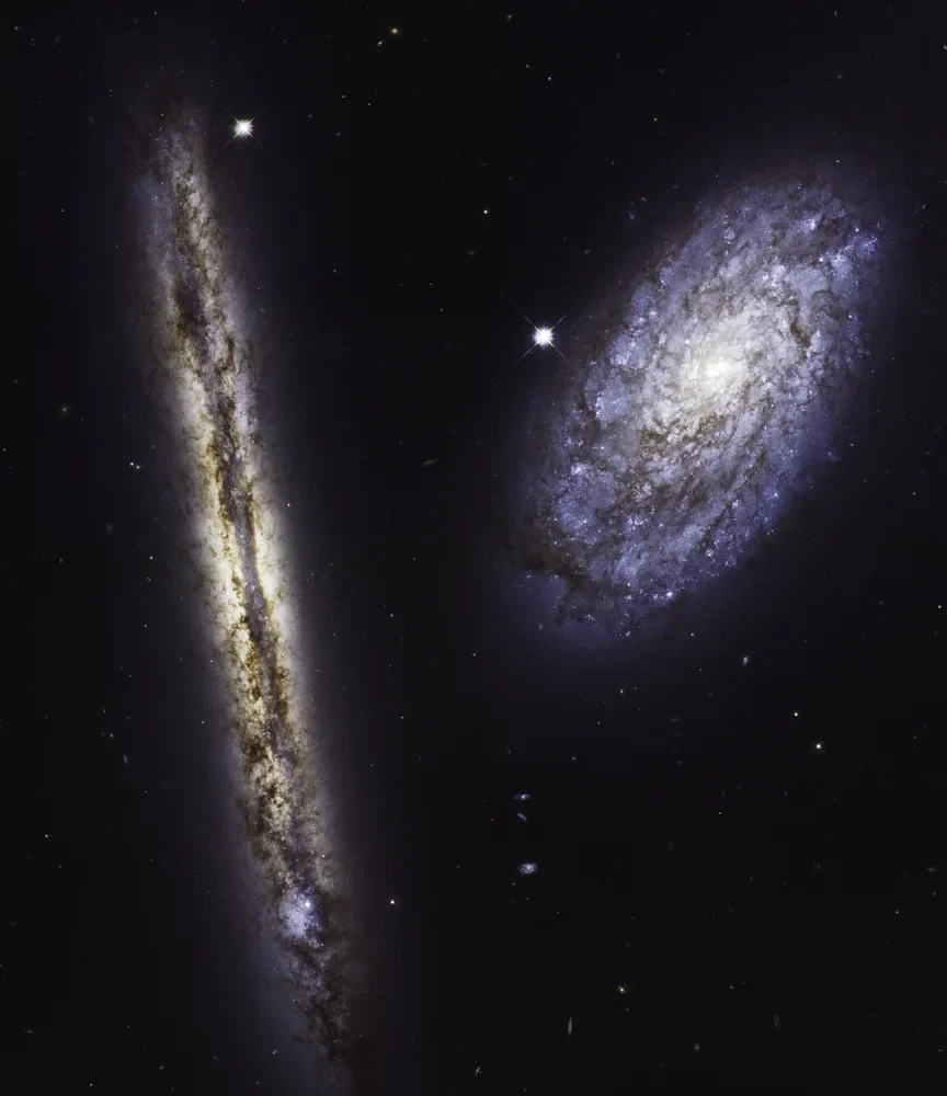 NASA Hubble İki Sarmal Galaksi Kanvas Tablo