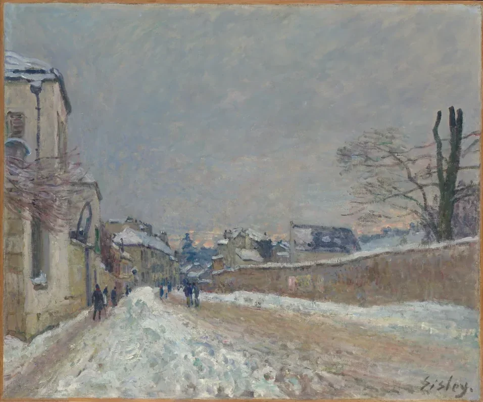 Alfred Sisley Moret'de Karlı Sokak Kanvas Tablo