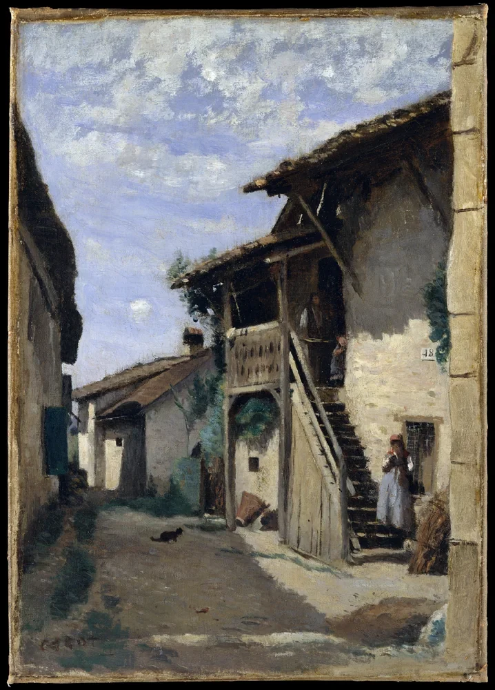 Camille Corot Dardagny Köy Sokağı Kanvas Tablo