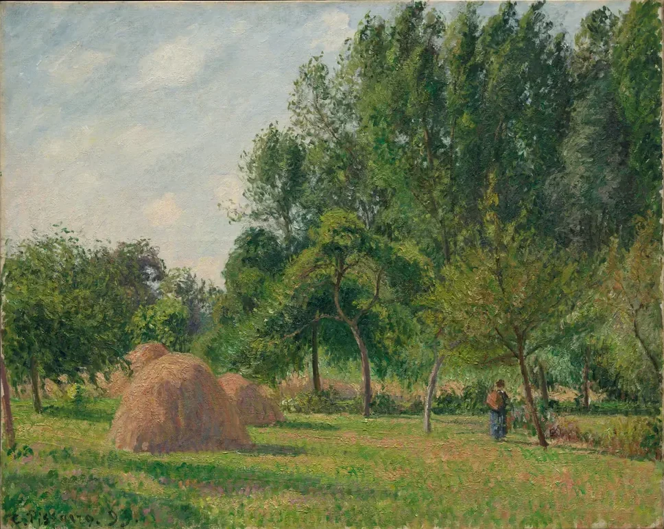 Camille Pissarro Eragny'de Sabah Saman Yığınları Kanvas Tablo